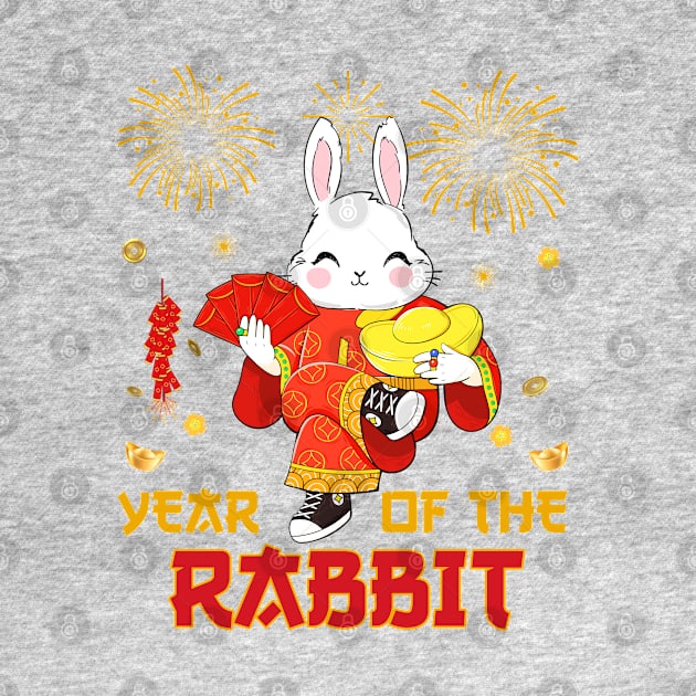 2023 Dabbing Rabbit Chinese New Year Fireworks New Year Eve by Sandra Holloman